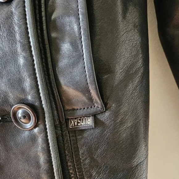 Rudsak Vintage Women's Double Breasted Moto Leather Biker Jacket Black Small. - Picture 8 of 16